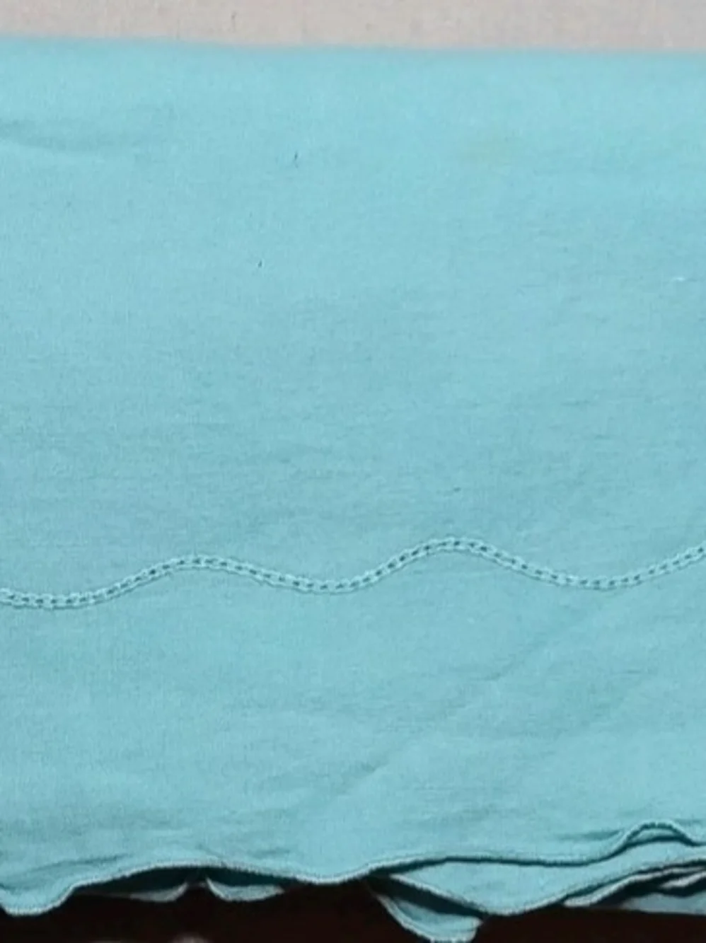 Solid Blue Rectangular Tablecloth 75x56 with Scalloped Edge